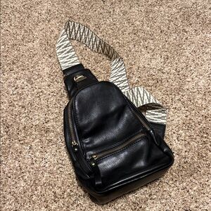 Urban Expressions Black Leather Sling Bag
